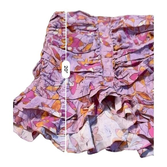 Isabel Marant Jupe Milendi Pink Floral Print Ruched Mini Skirt Sz 42 / US 10 NEW - Picture 9 of 9